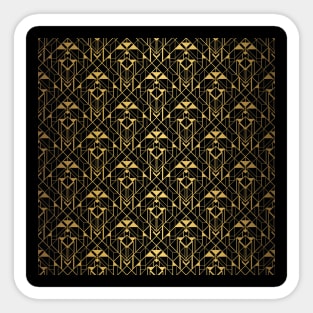 Black and Gold Vintage Art Deco Diamond Triangles Geometric Pattern Sticker